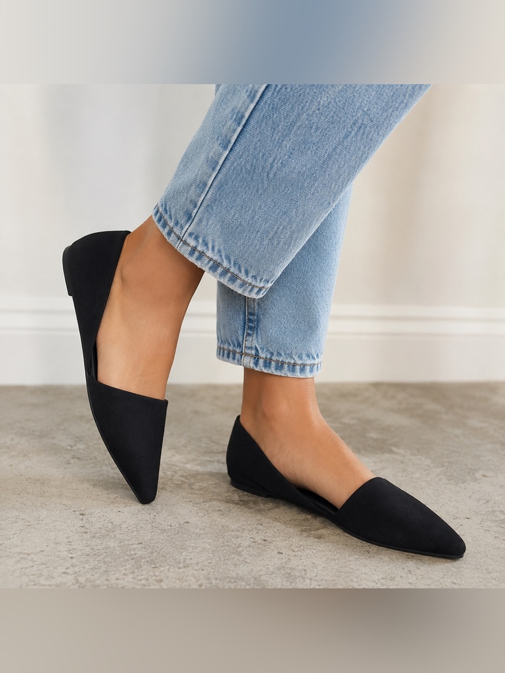 MIA Lynne Classic Pointed Toe Black Flats Slip On Classic Business Casual Shoes